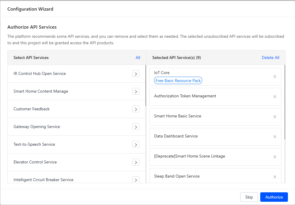 Tela de autorização de API Services do Cloud Project