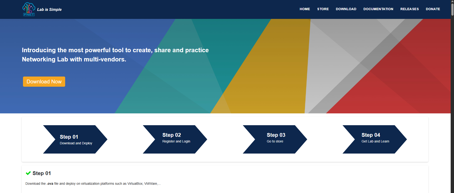 Página oficial de download do PNetLab